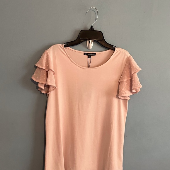 SELLING ADRIANNA PAPELL BLOUSE FOR WOMEN SIZE S COLOR CHAMPAGNE FLUTTER SLEEVE - Picture 6 of 8